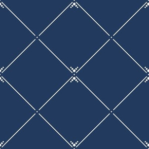 Lovely Trellis: Navy Blue & Cream