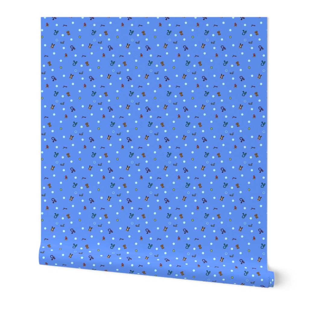 Dog park Ditsy print - blue