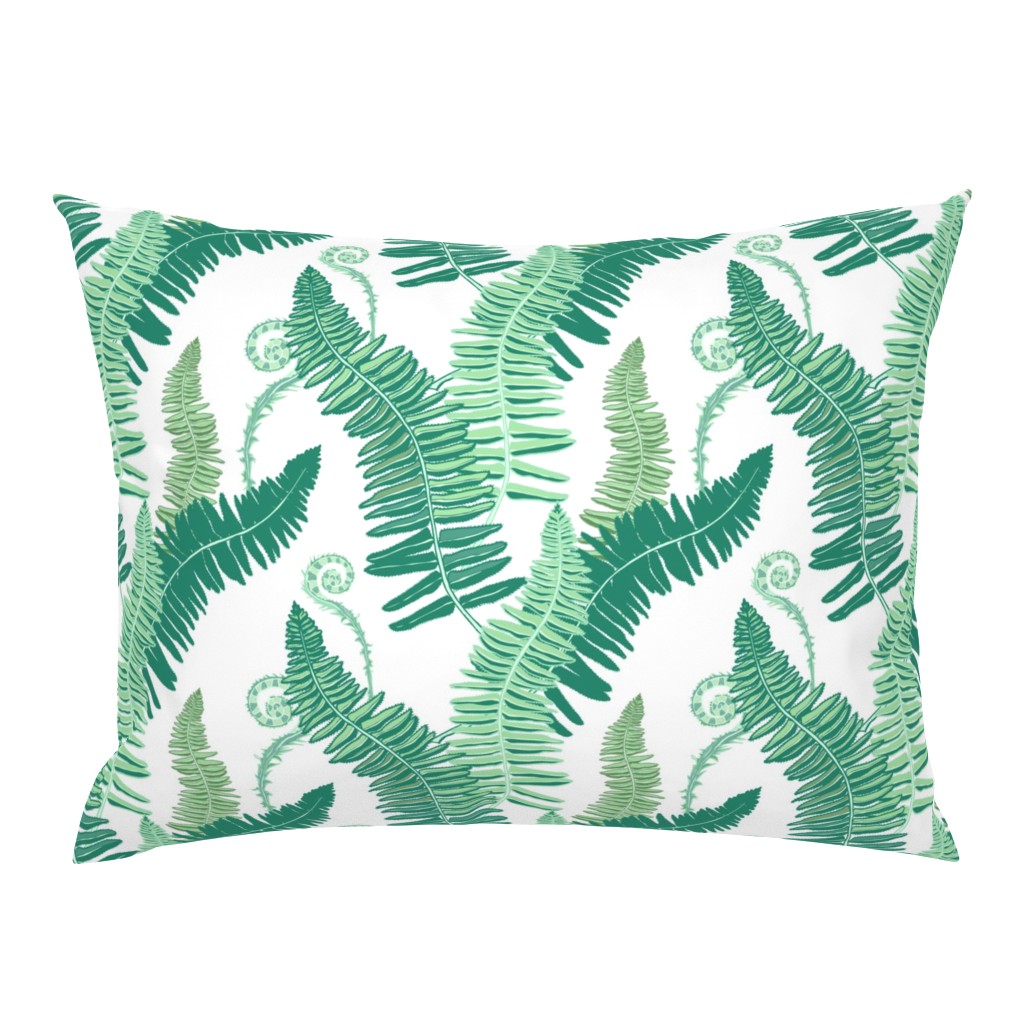 Native Ferns, Vintage Feel- on White