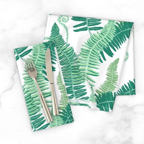 Native Ferns, Vintage Feel- on White