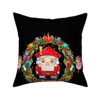 Nutcracker Ballerina Christmas Pillow Centerpiece Black