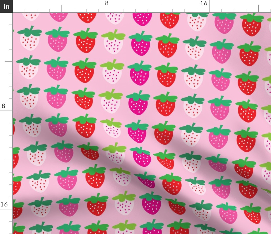 strawberries on pink