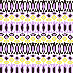 beautiful ethnic geometric pattern in lilac black and yellow colors