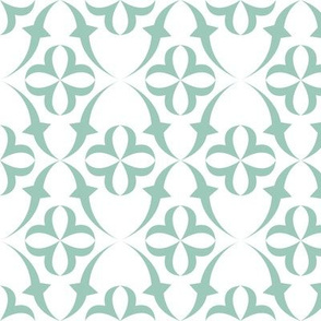 Fly Green Birdie - Large Scale - 01L-AW - Pale Aqua Green/White Symmetrical Background