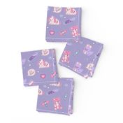 Cute Nurse Fabric on Purple with Ducks Bears Bunnies