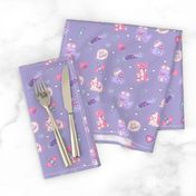 Cute Nurse Fabric on Purple with Ducks Bears Bunnies