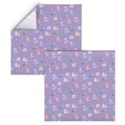 Cute Nurse Fabric on Purple with Ducks Bears Bunnies