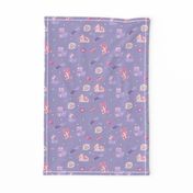 Cute Nurse Fabric on Purple with Ducks Bears Bunnies