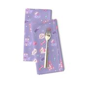 Cute Nurse Fabric on Purple with Ducks Bears Bunnies