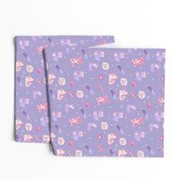 Cute Nurse Fabric on Purple with Ducks Bears Bunnies