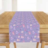 Cute Nurse Fabric on Purple with Ducks Bears Bunnies