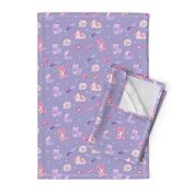 Cute Nurse Fabric on Purple with Ducks Bears Bunnies