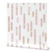Pale Terracotta on White | Large Scale Inky Rounded Lines Pattern