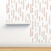 Pale Terracotta on White | Large Scale Inky Rounded Lines Pattern