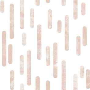 Pale Terracotta on White | Large Scale Inky Rounded Lines Pattern