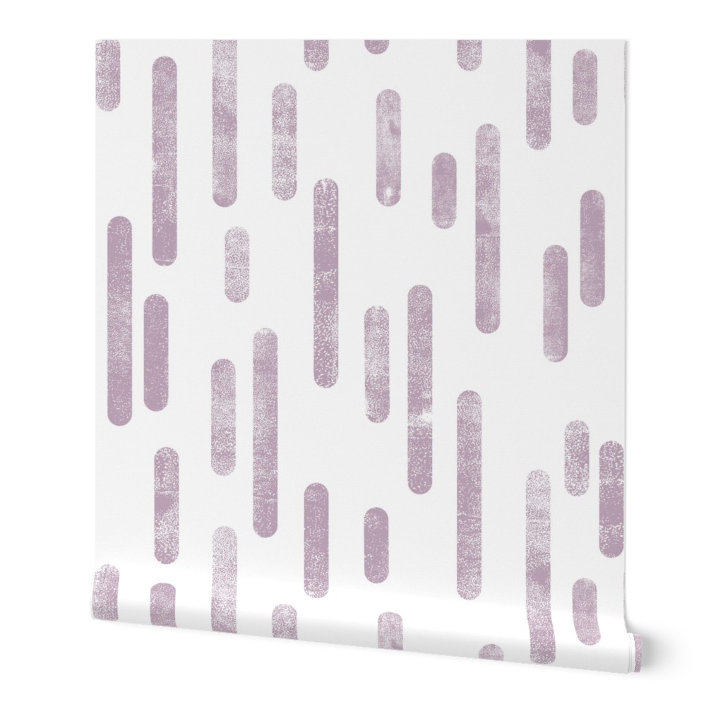 Mauve on White | Large Scale Inky Rounded Lines Pattern