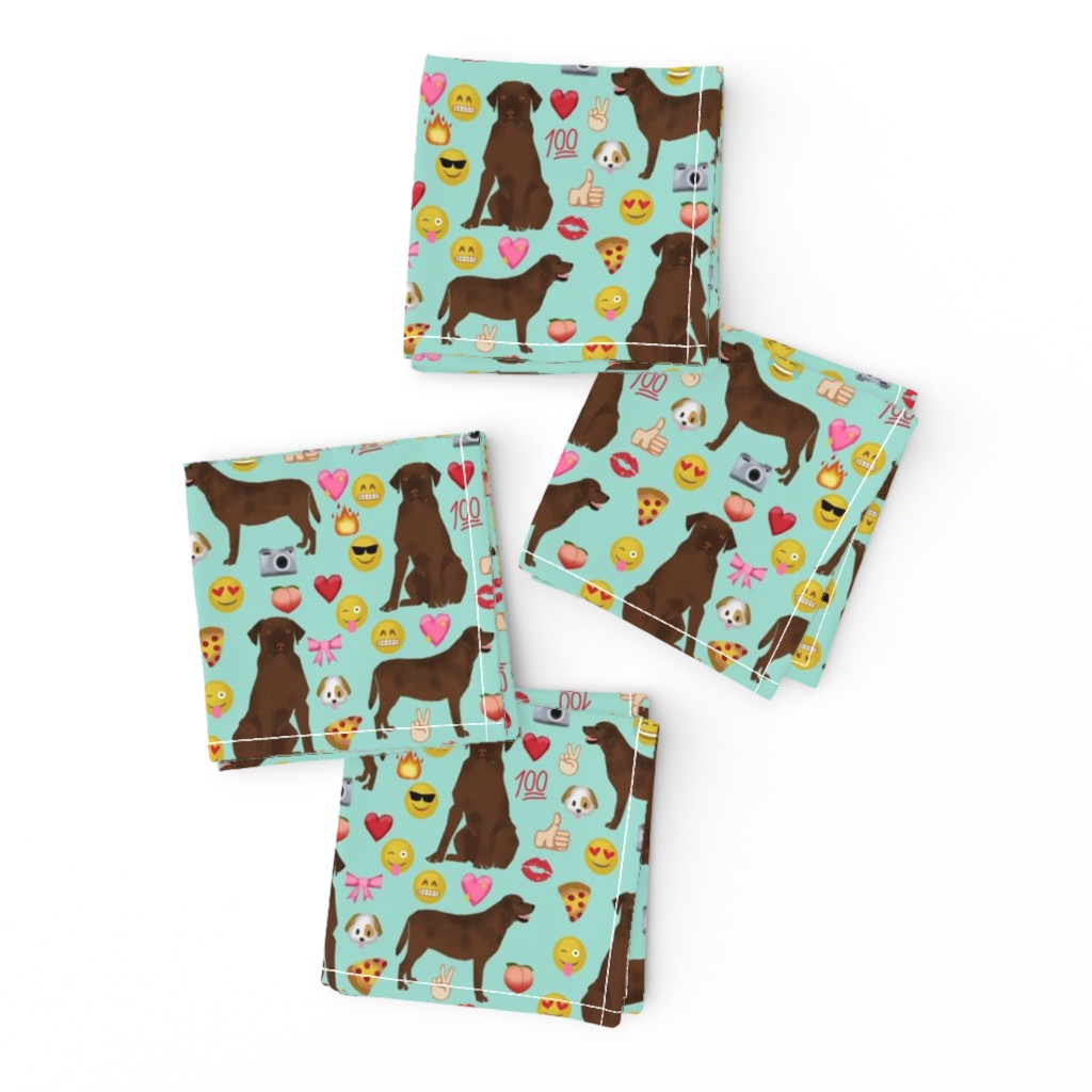 Chocolate Lab emoji labrador retriever dog breed fabric mint