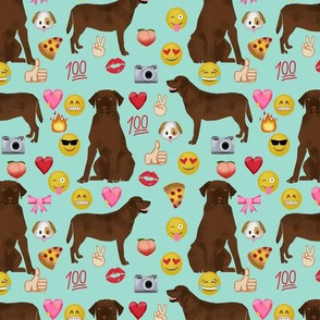 Chocolate Lab emoji labrador retriever dog breed fabric mint