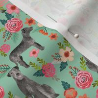 irish wolfhound floral dog breed fabric mint