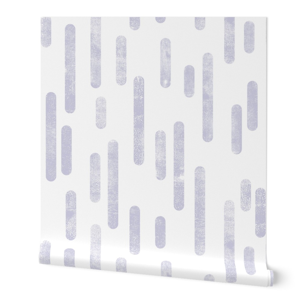 Dusty Purple on White | Large Scale Inky Rounded Lines Pattern