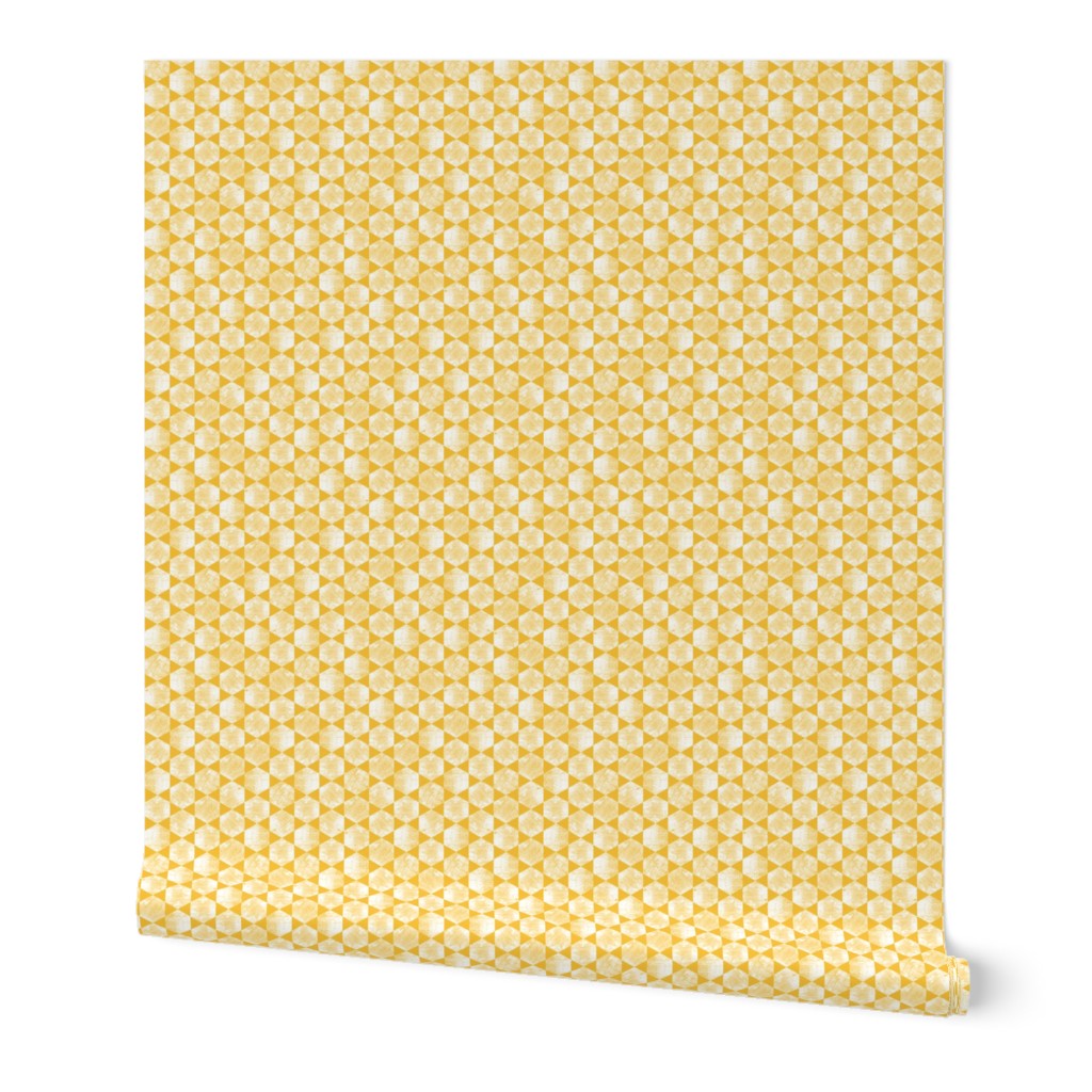 White Hexagons on Mustard Yellow