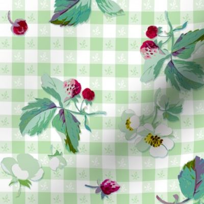 Strawberry Picnic Tartan basil