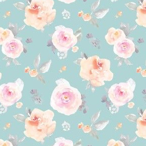 Muted Blue Pastel Floral