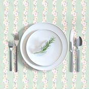 Pastel Floral Stripe on Green