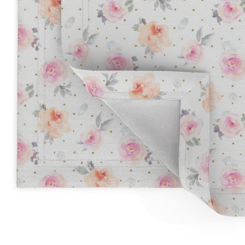 Gold Polka Dots Pastel Floral 