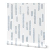 Dusty Blue on White | Large Scale Inky Rounded Lines Pattern