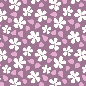 Flowers in White on a Purple Background (Medium Scale)