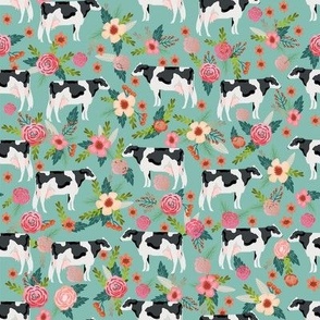 holstein floral cattle cow farm animal floral minty