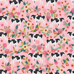 holstein floral cattle cow farm animal floral pink