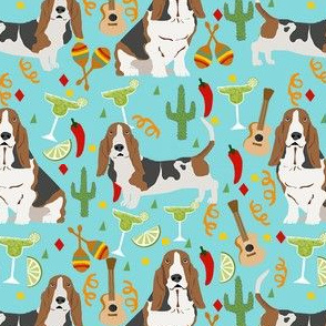 basset hound fiesta dog breed fabric blue