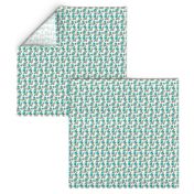 Retro Flower /  Cottage Quilt floral - aqua blue