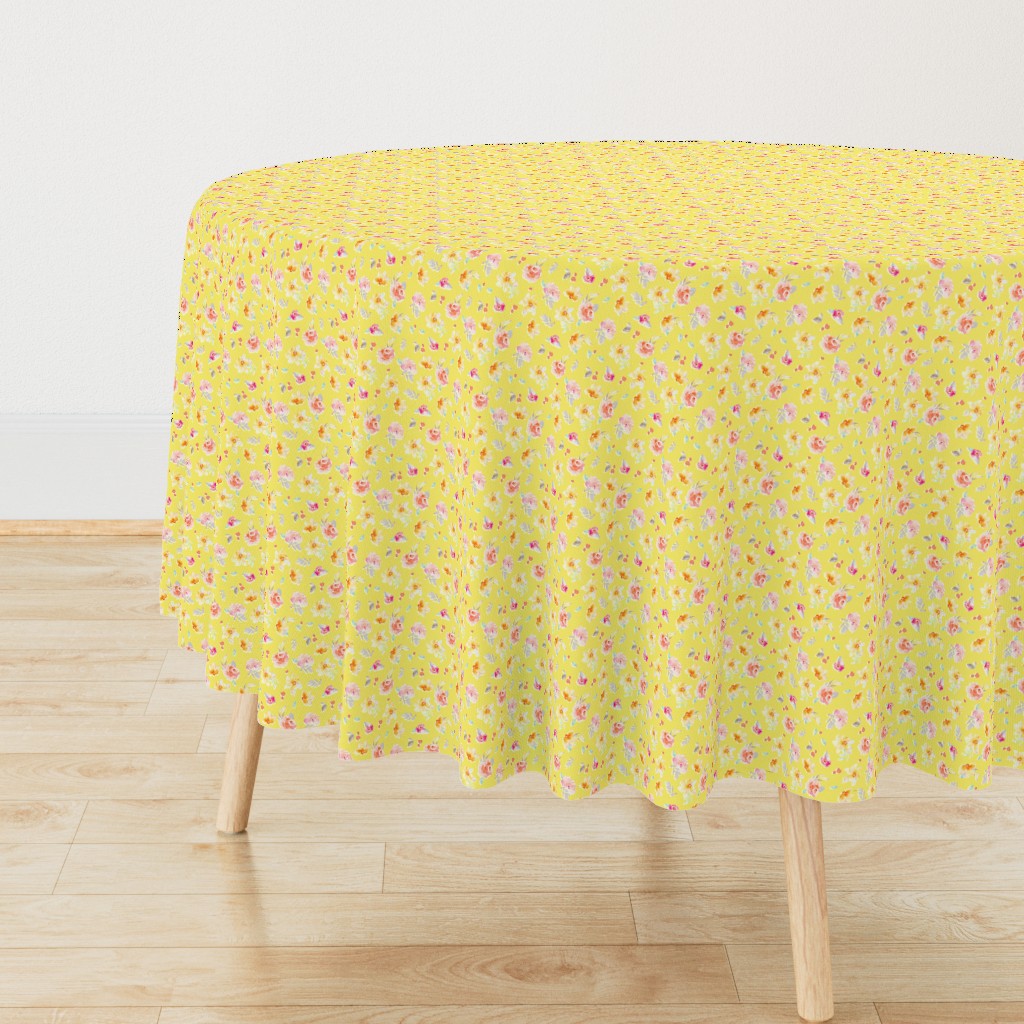 Sadie Bright Yellow Watercolor Floral