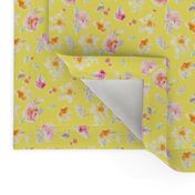 Sadie Bright Yellow Watercolor Floral