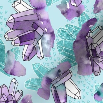Amethyst Crystal Clusters / Violet and Aqua