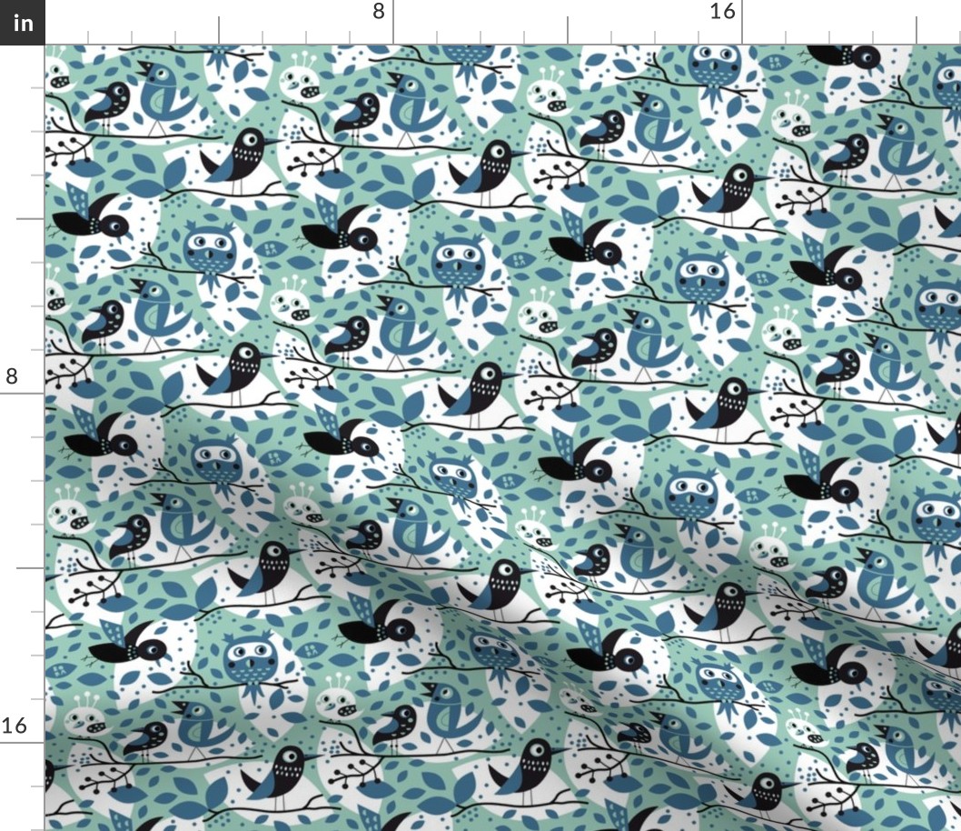 Birds in blue