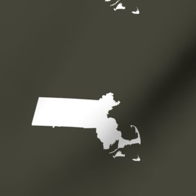 Massachusetts silhouettes - 7" white on khaki
