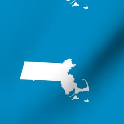 Massachusetts silhouettes - 7" white on bright blue