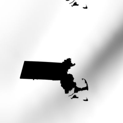 Massachusetts state silhouette - B&W, 7"