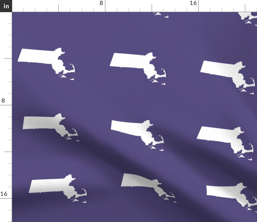 Massachusetts silhouettes - 7" white on purple