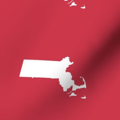 Massachusetts silhouettes - 7" white on red