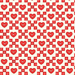 Red Work Heart Quilt  mini 