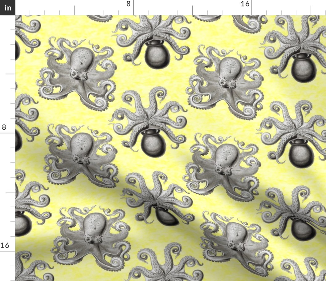 Haeckel's octopus gray+yellow ink