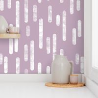 White on Mauve | Large Scale Inky Rounded Lines Pattern