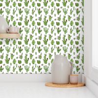 Cute little cactus people – green on white