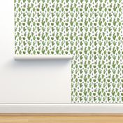 Cute little cactus people – green on white