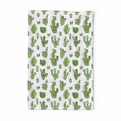 Cute little cactus people – green on white